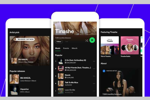 Spotify’s new artist profiles highlight music, Stories, merch and events