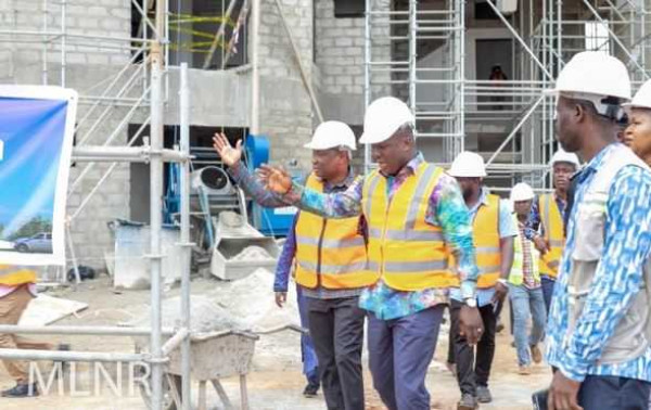 Lands minister inspects construction works on new Minerals Commission office in Ashanti