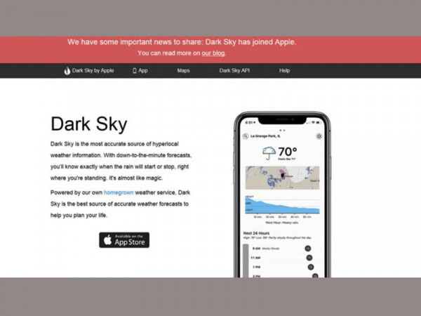 Apple buys weather app Dark Sky