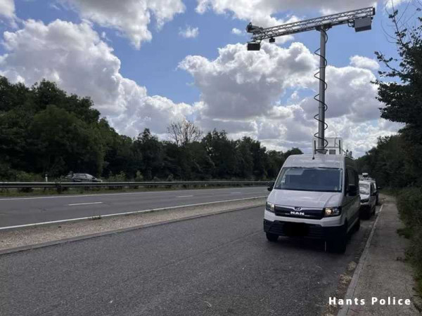 Artificial Intelligence police van detects drivers using mobile phones